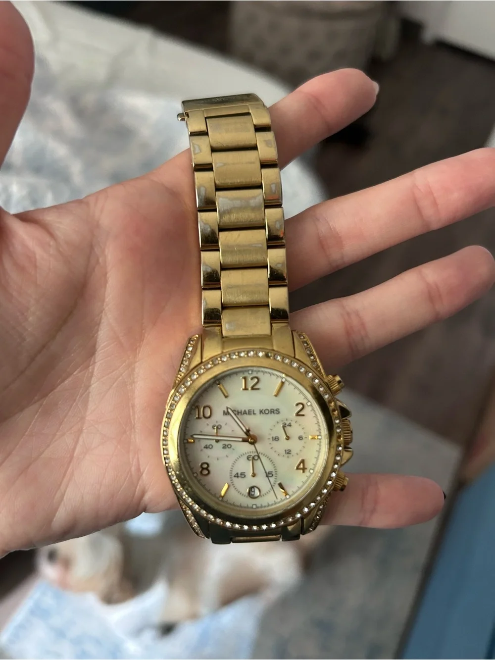 Michael Kors Gold-Tone Mother-of-Pearl Dial Bracelet Watch